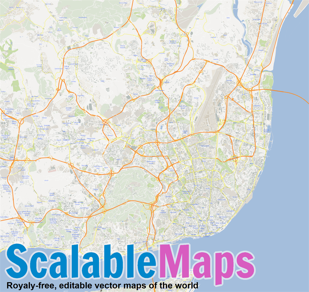 ScalableMaps Vector map of Lisbon (gmap city map theme)