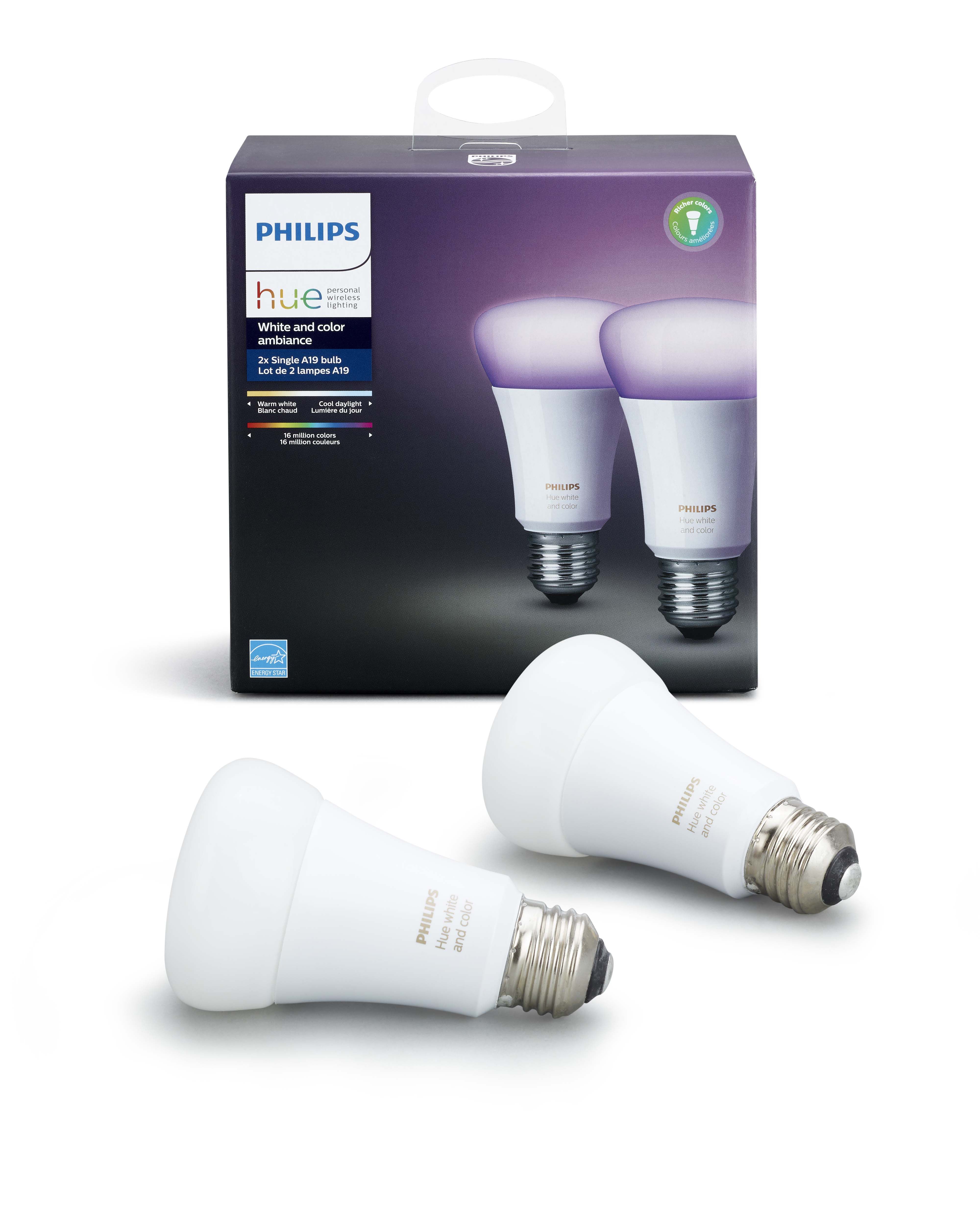 Køb Philips Hue E27 2 Pack White & Color Ambiance