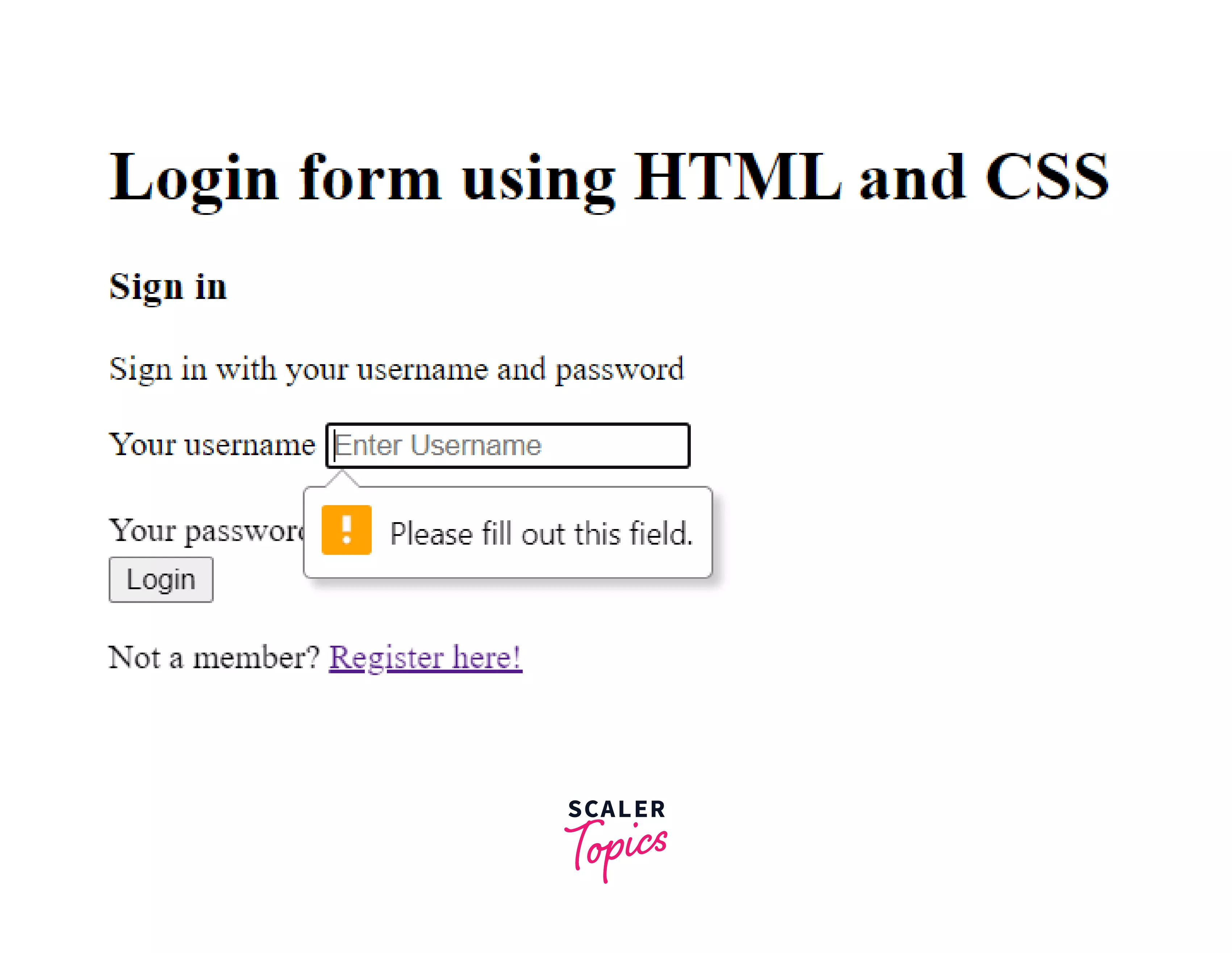 Login page design in html css