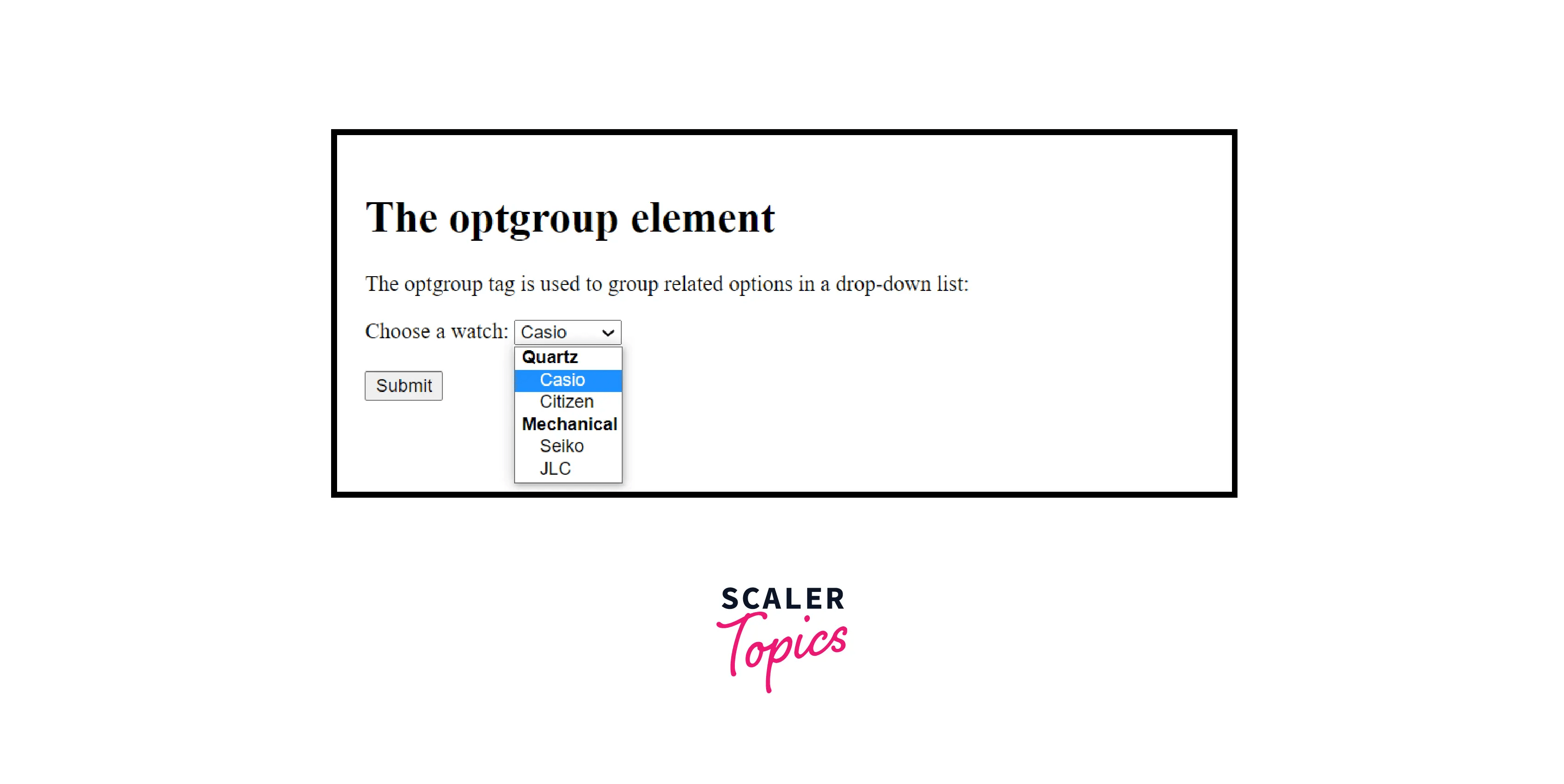 Dropdown in HTML Tag in HTML Scaler Topics