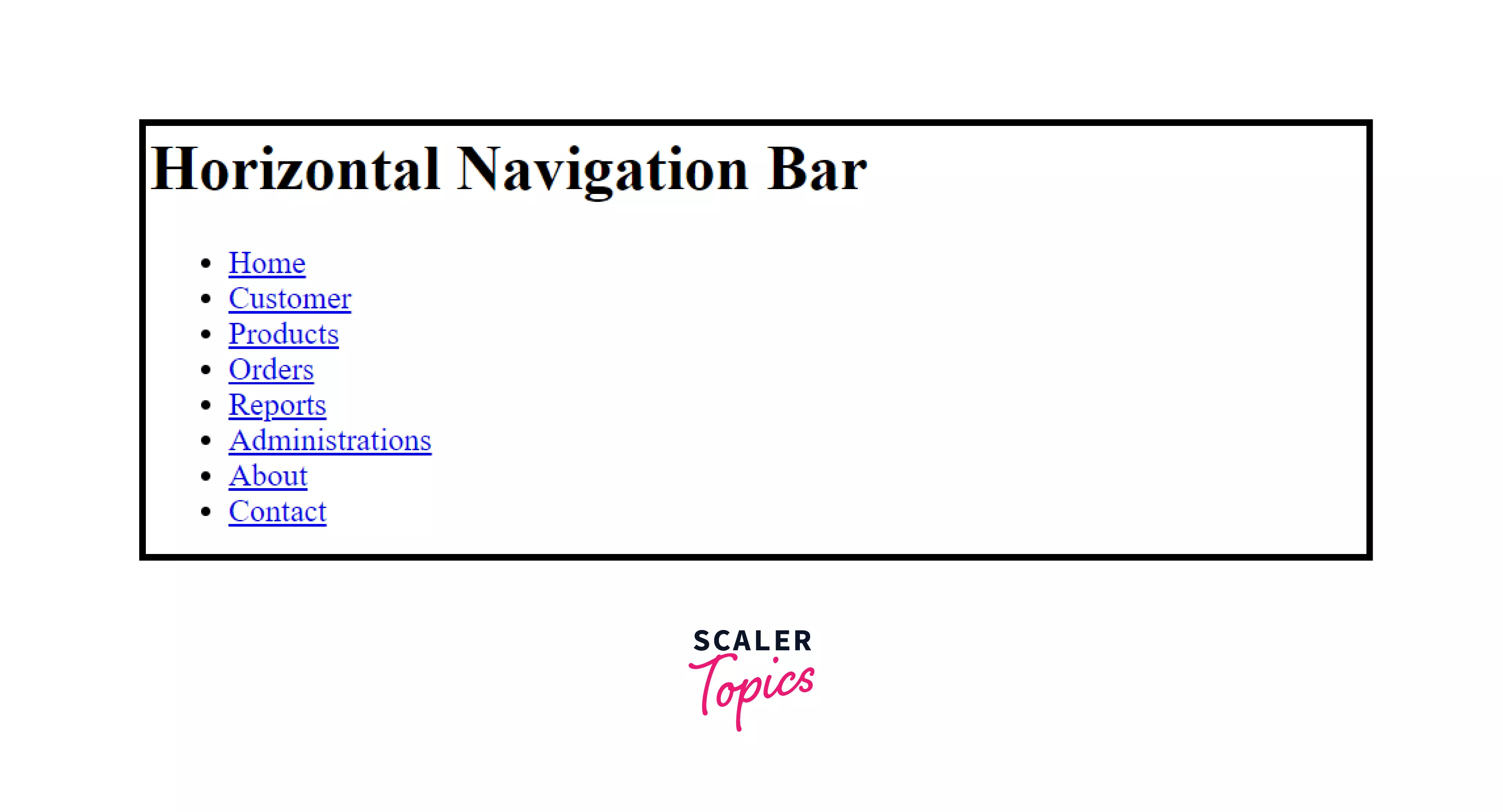 horizontal navigation bar CSS Scaler Topics