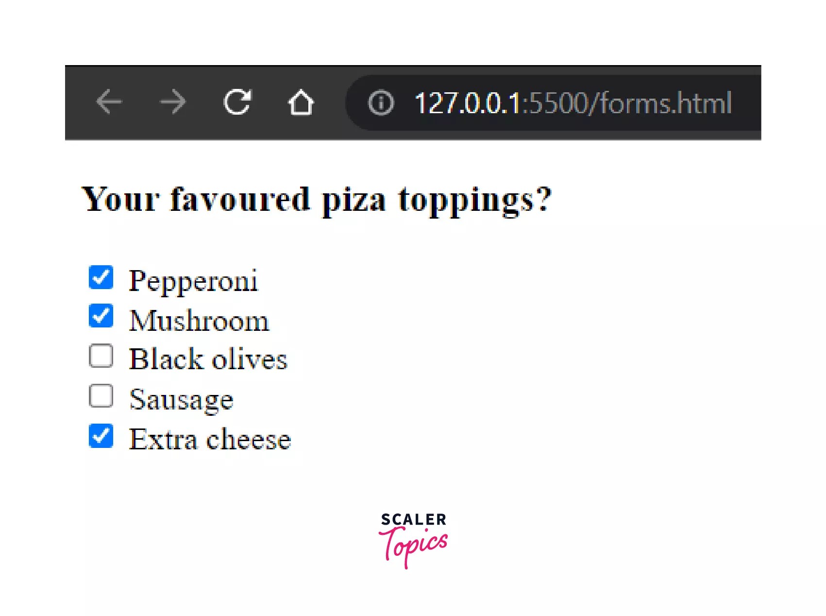 HTML Forms Input Types Scaler Topics