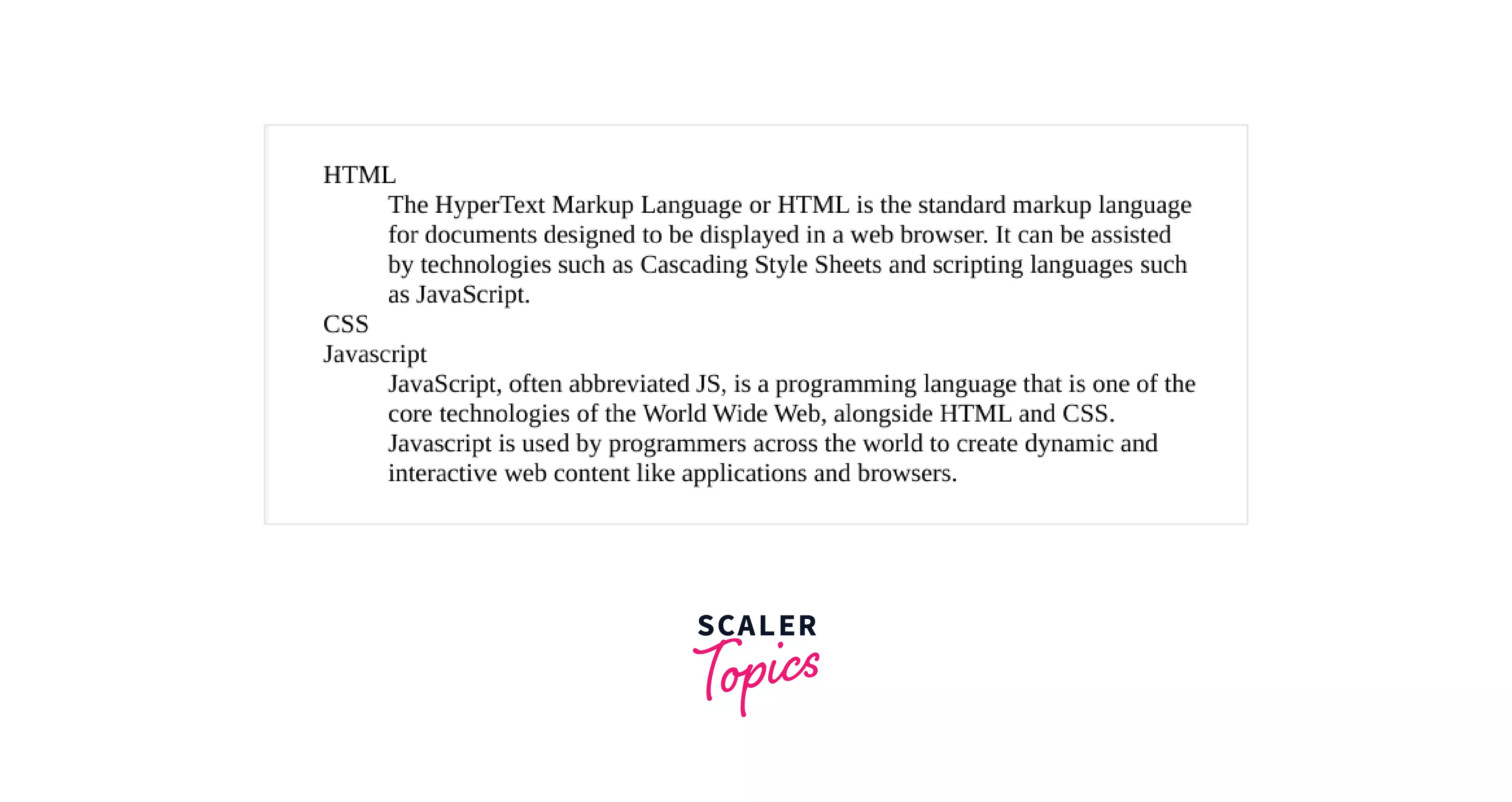 Tag in HTML Scaler Topics