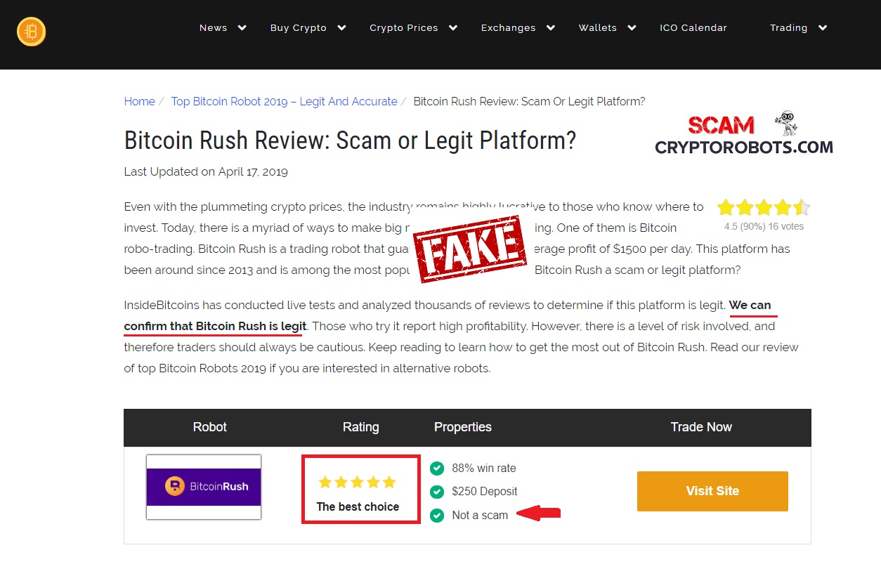 Bitcoin Rush Review, SCAM App Exposed! Scam Crypto Robots