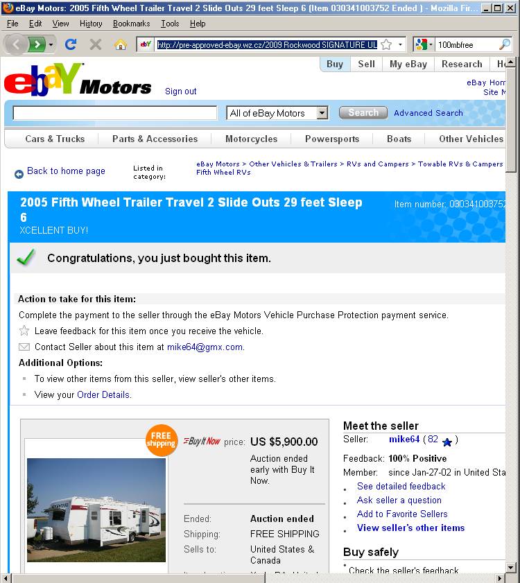 Text From Spoofed Ebay Site Scammer Database
