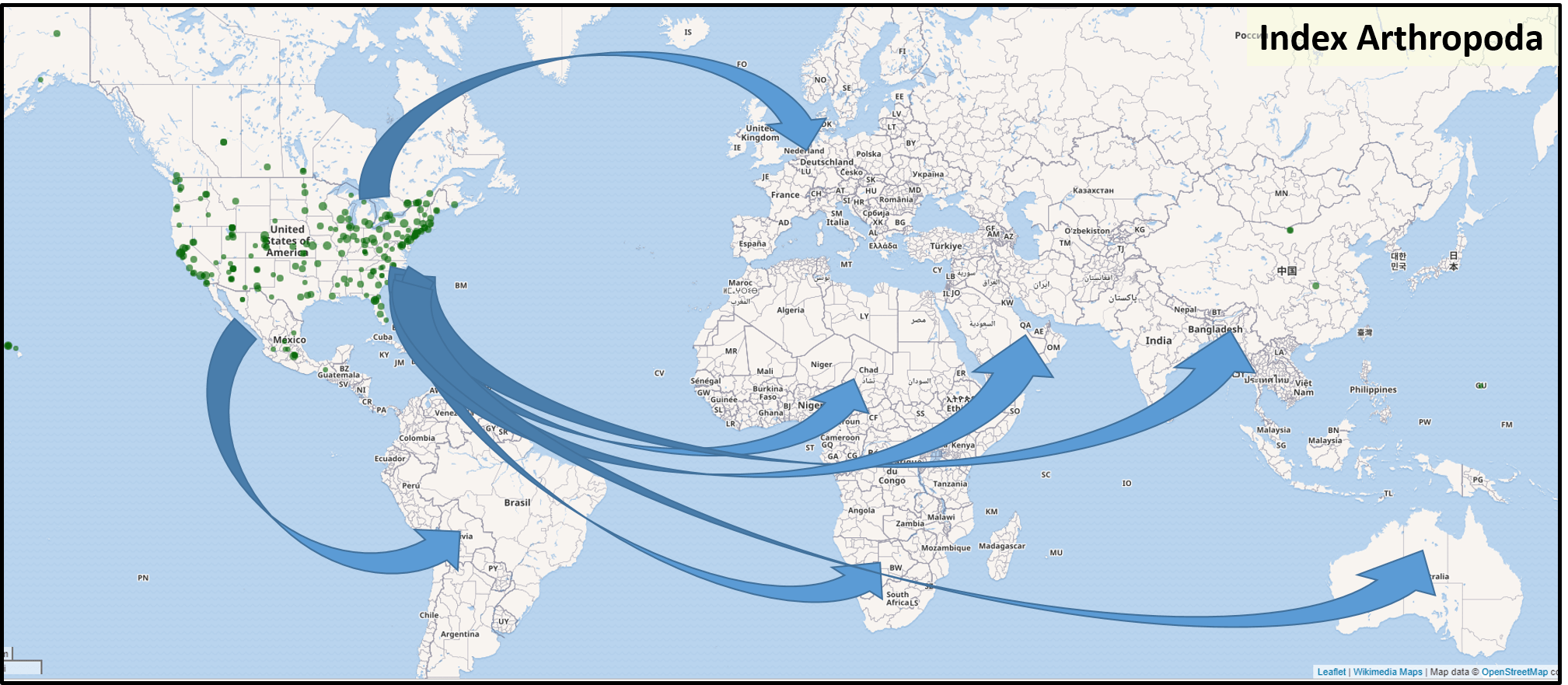Arthropod Location Map Of World The Arthropod Index SCAN Support Site
