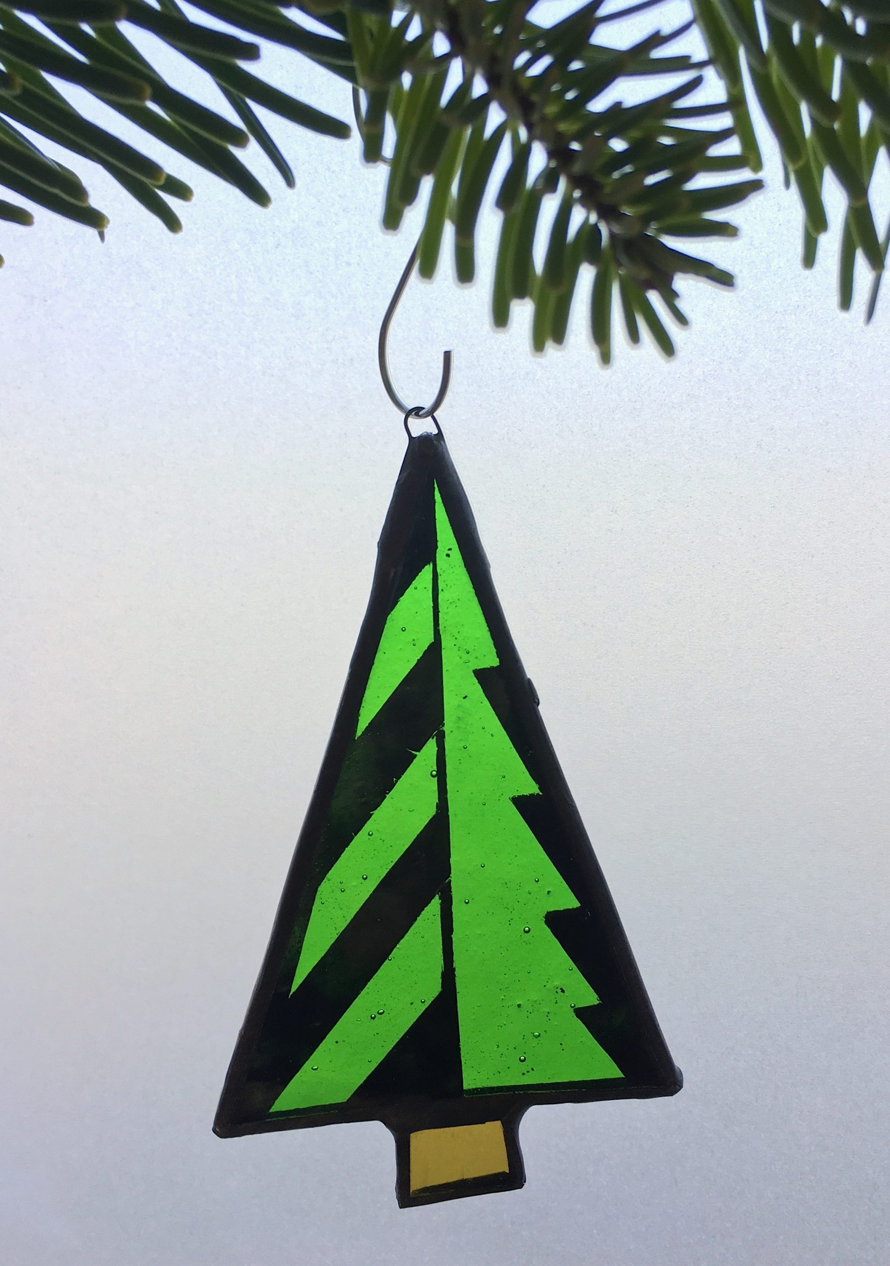 Geometric stained glass Christmas tree decoration