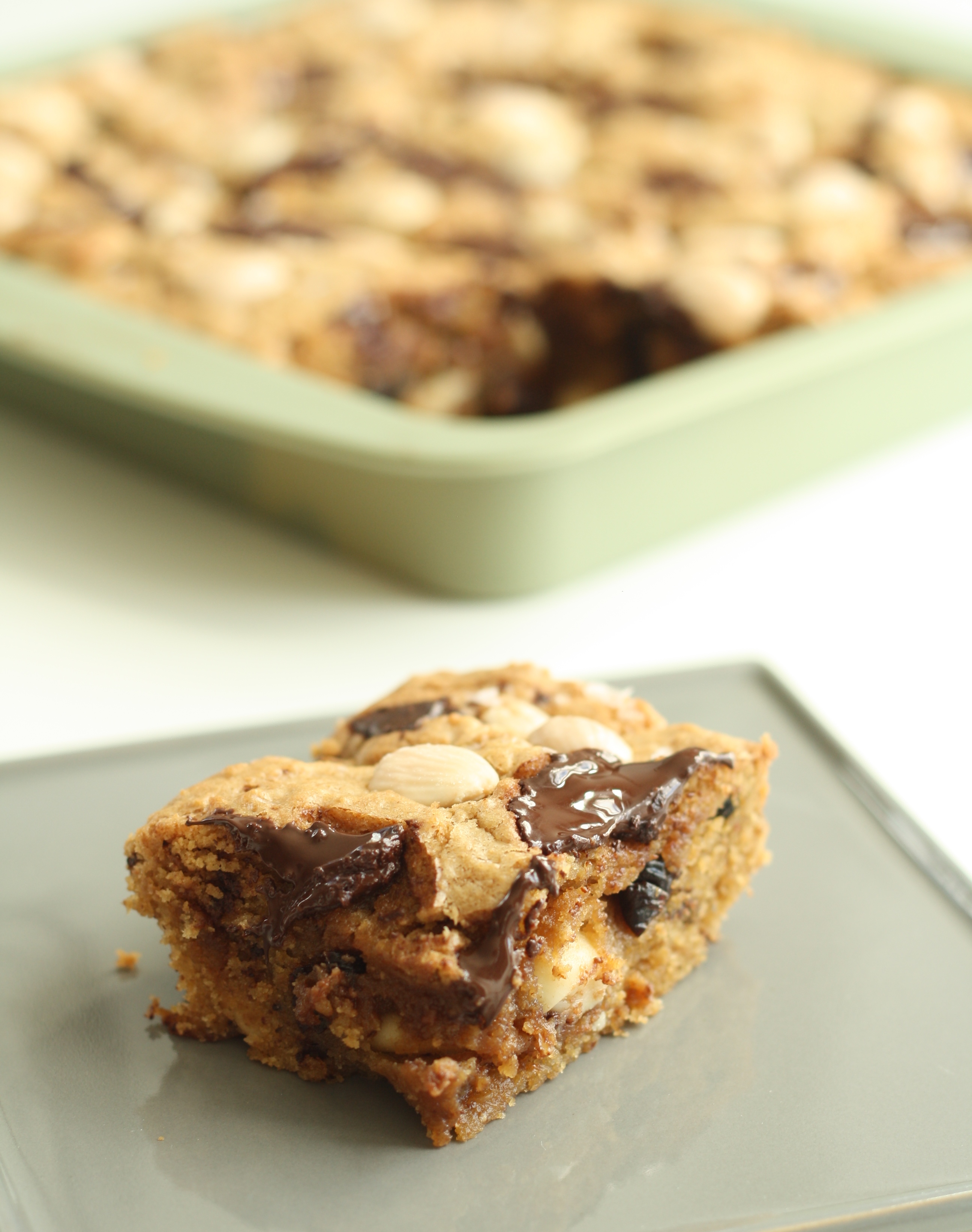 Marcona Almond, Cherry & Chocolate Blondies ScaredyCat Kitchen