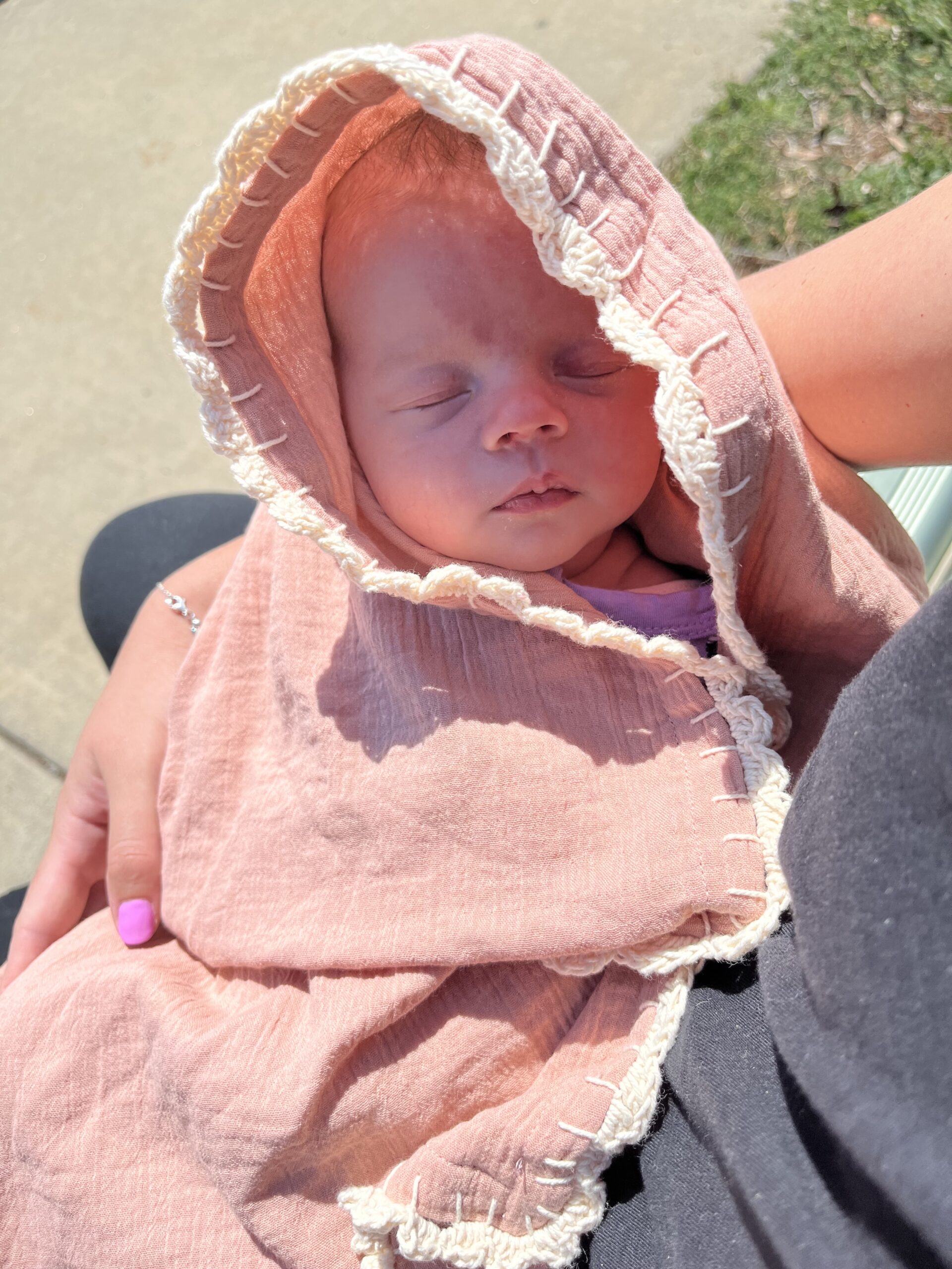 Baby swaddle in dusty pink. Handmade in Australia.