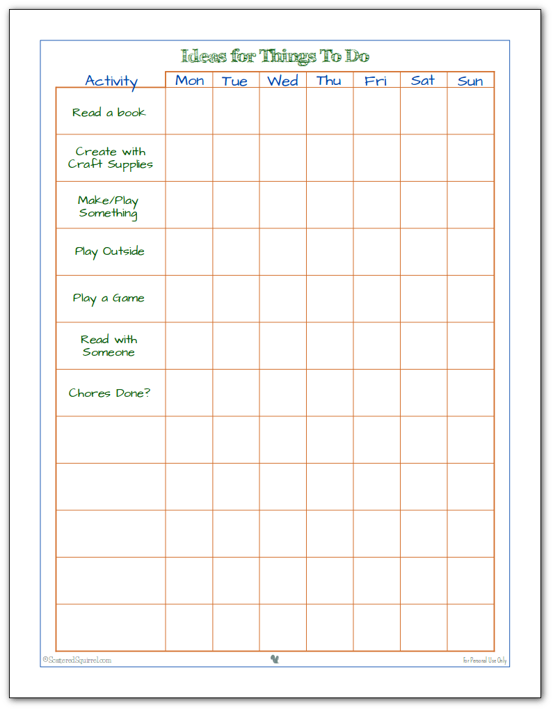 Keeping the Kids Busy with Kid Friendly ToDo Lists