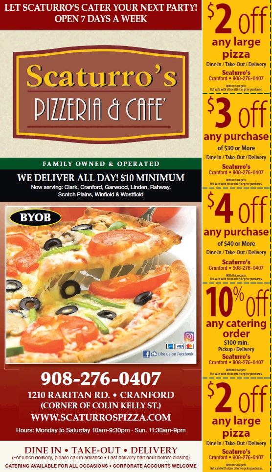 Scaturro's Pizzeria and Cafe Eat in . Take Out . Delivery . Catering