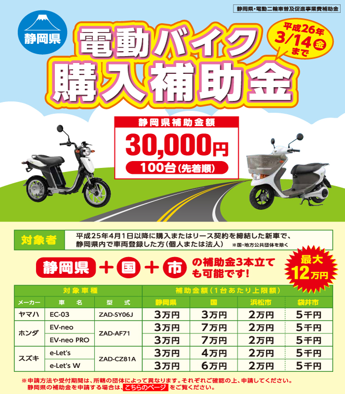 電動二輪車普及促進事業費補助金 － 静岡県地球温暖化防止活動推進センター