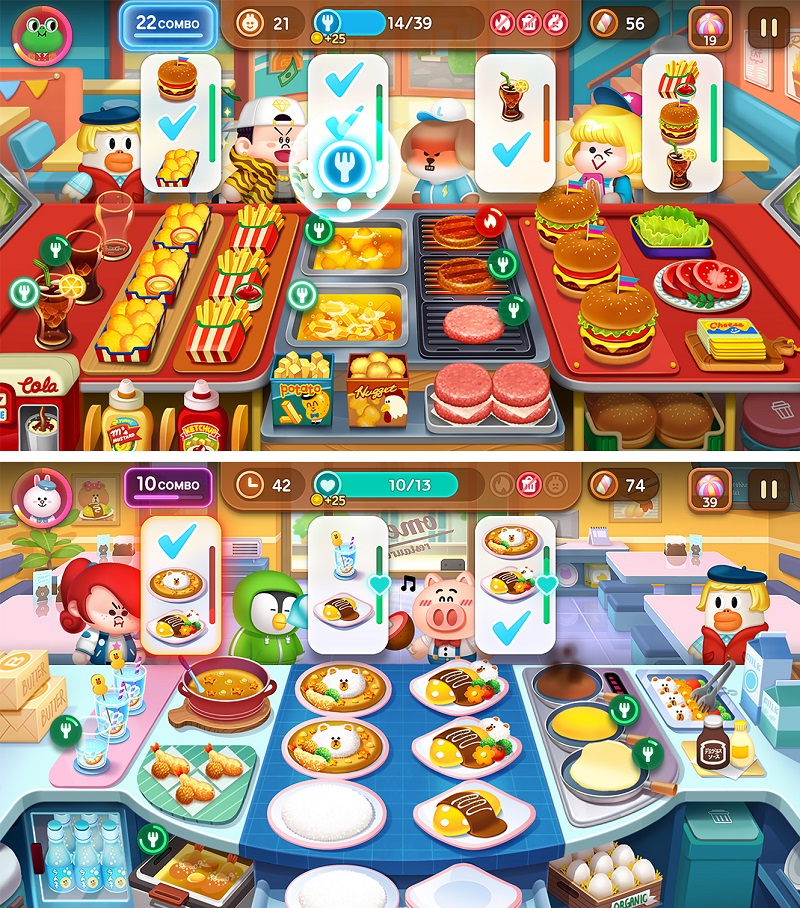 【LINE GAME】パンケーキやオムライス、ハンバーガー等様々な料理にチャレンジ！クッキングゲーム「LINE