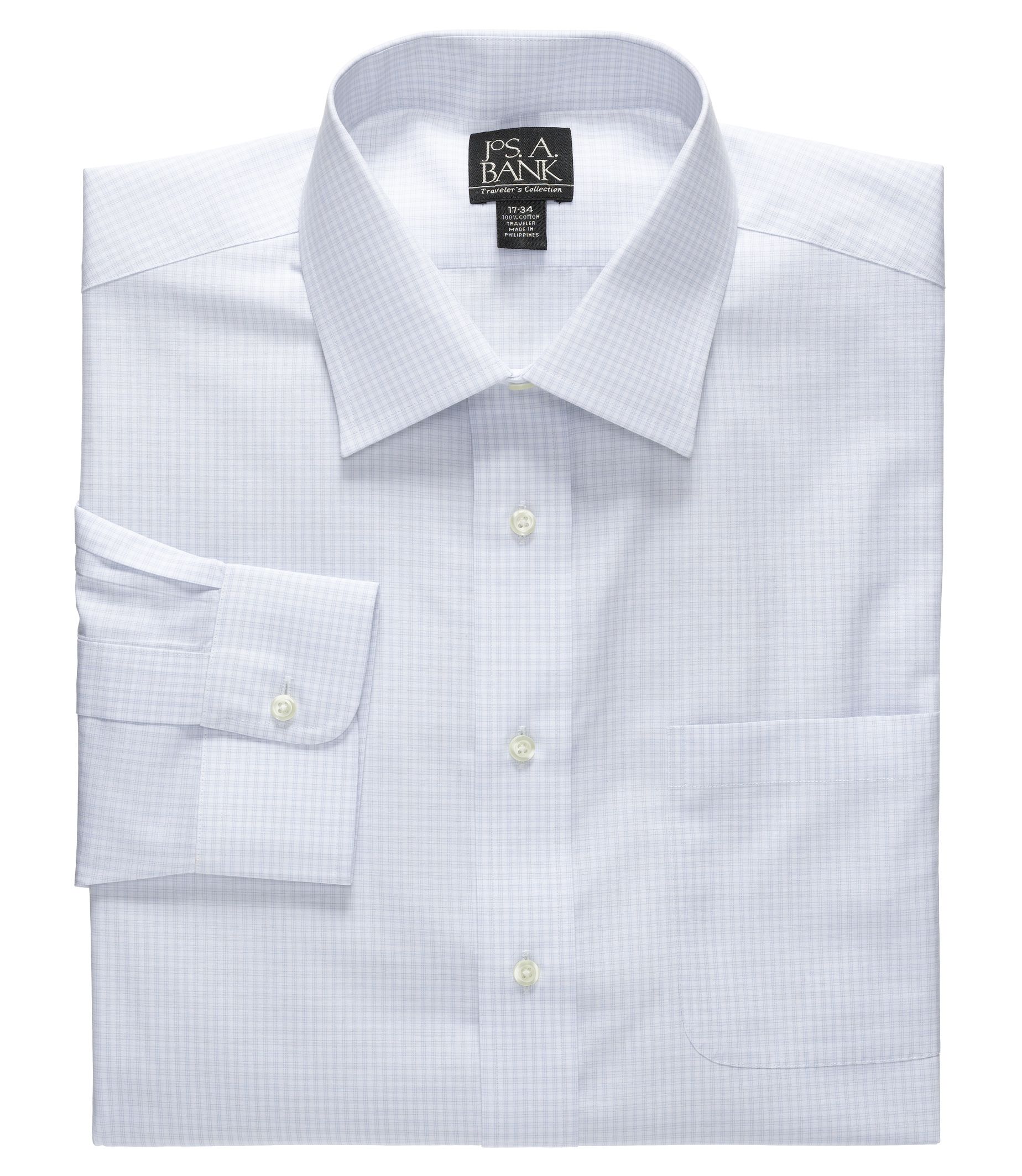 Traveler Twill Plaid Spread Collar Dress Shirt Big Or Tall Einyx