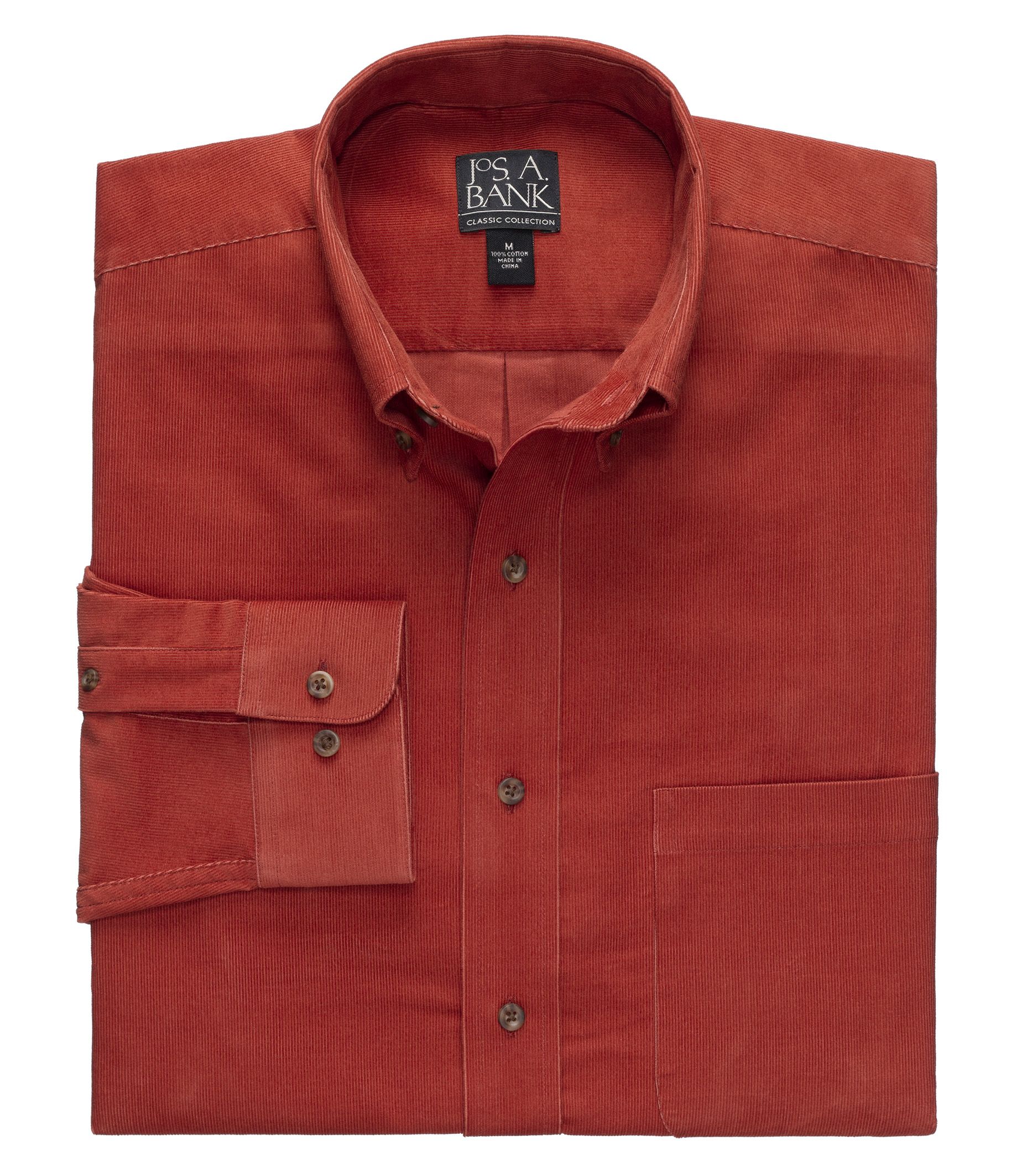 Jos A Bank Men's Factory Store Long Sleeve Corduroy SPORT SHIRT