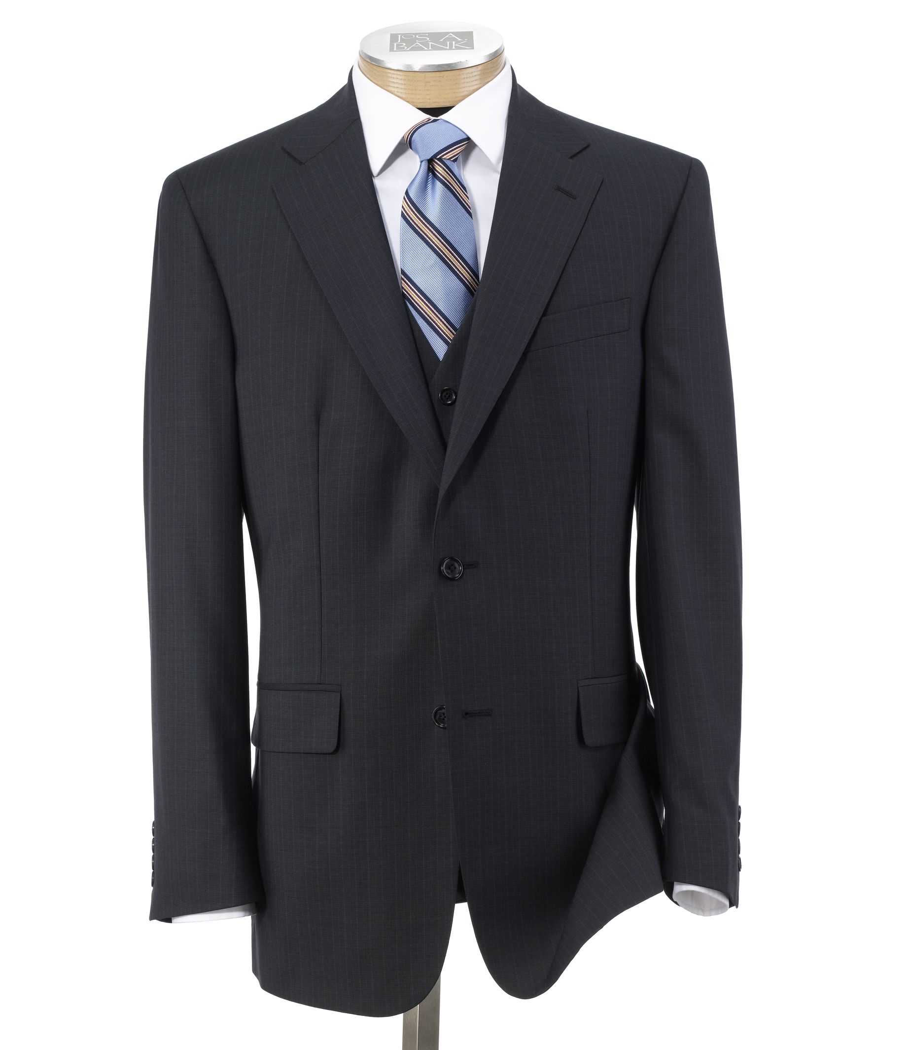 Jos A Bank Men's Classic Collection Tailored Fit 2Btn Vested Suit with Plain F eBay