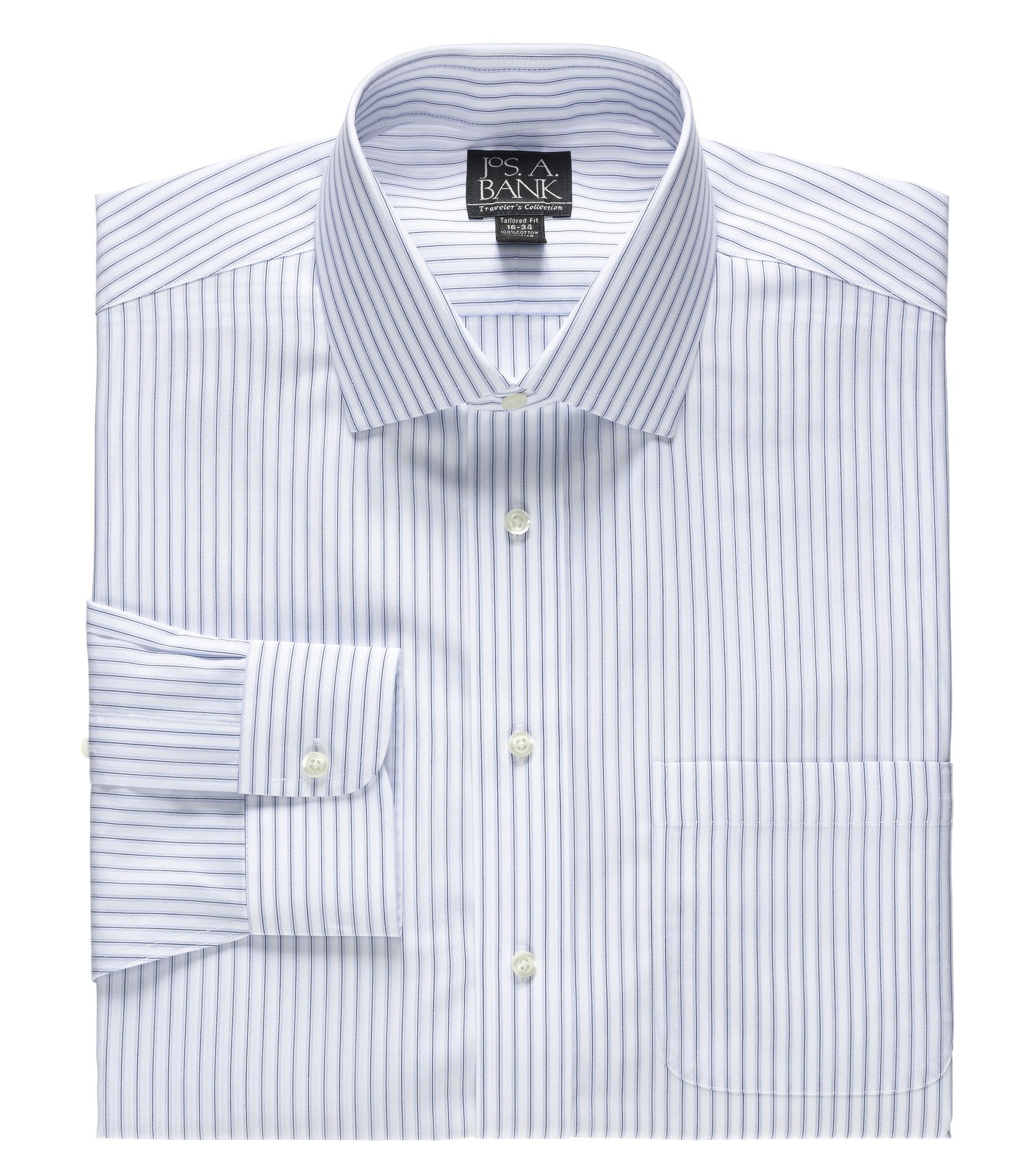 Traveler Tailored Fit Stripe Spread Collar Dress Shirt Digipath