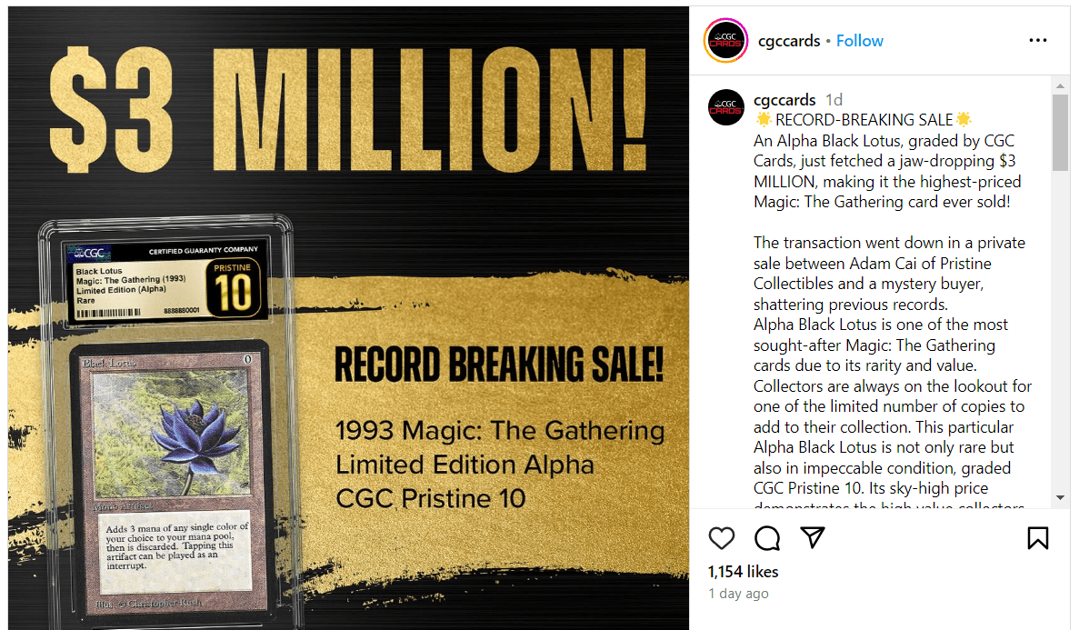 Alpha Black Lotus Sells For 3 Million, Breaks Record For Most