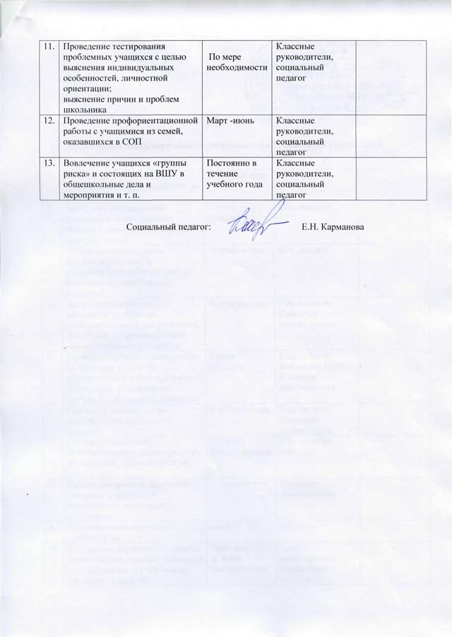 Индивидуальный план работы с учащимися, состоящими на учете в ПДН