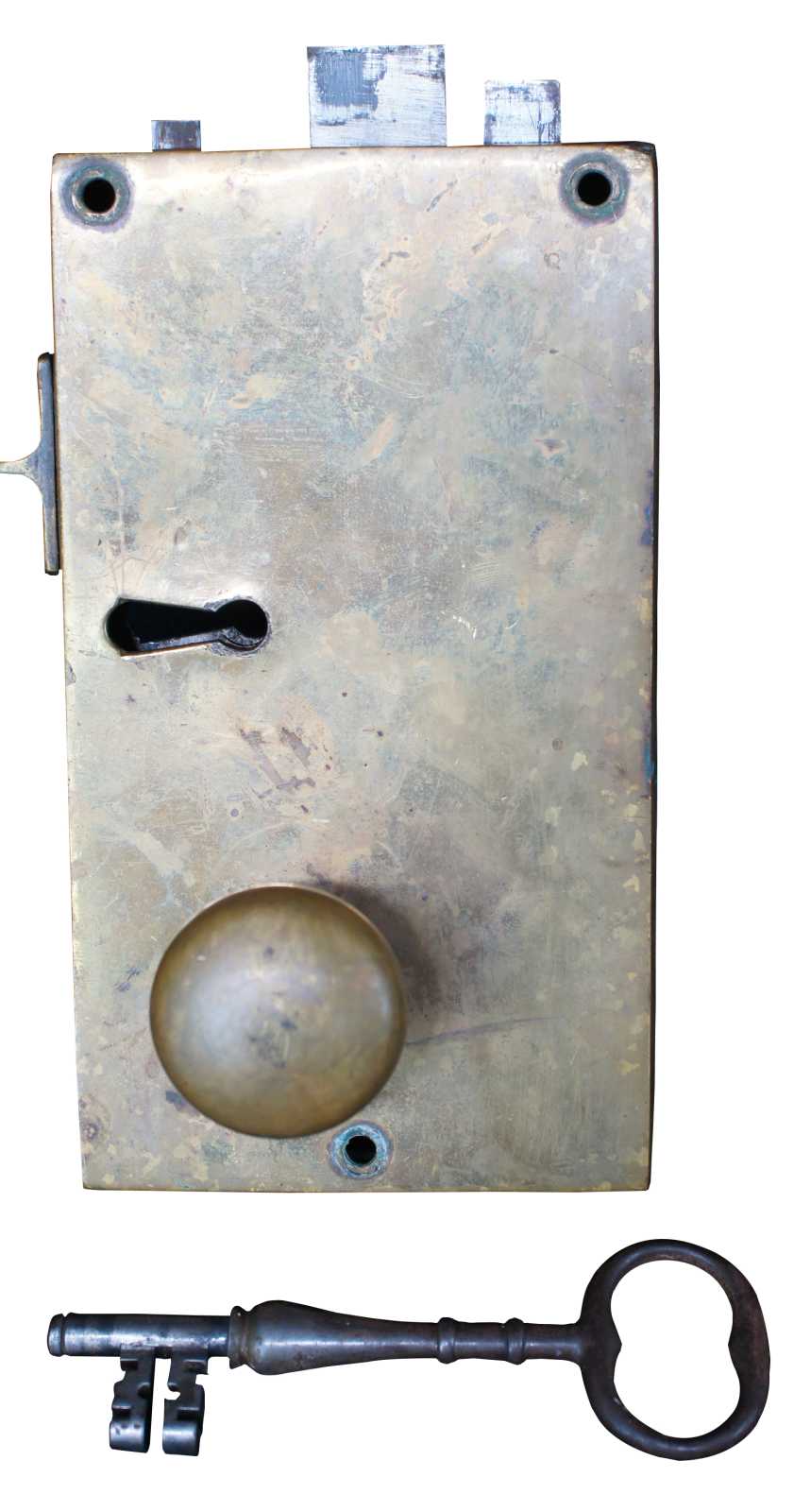 Folger Adam Brass Reproduction Williamsburg Colonial Rim Lock Key Door