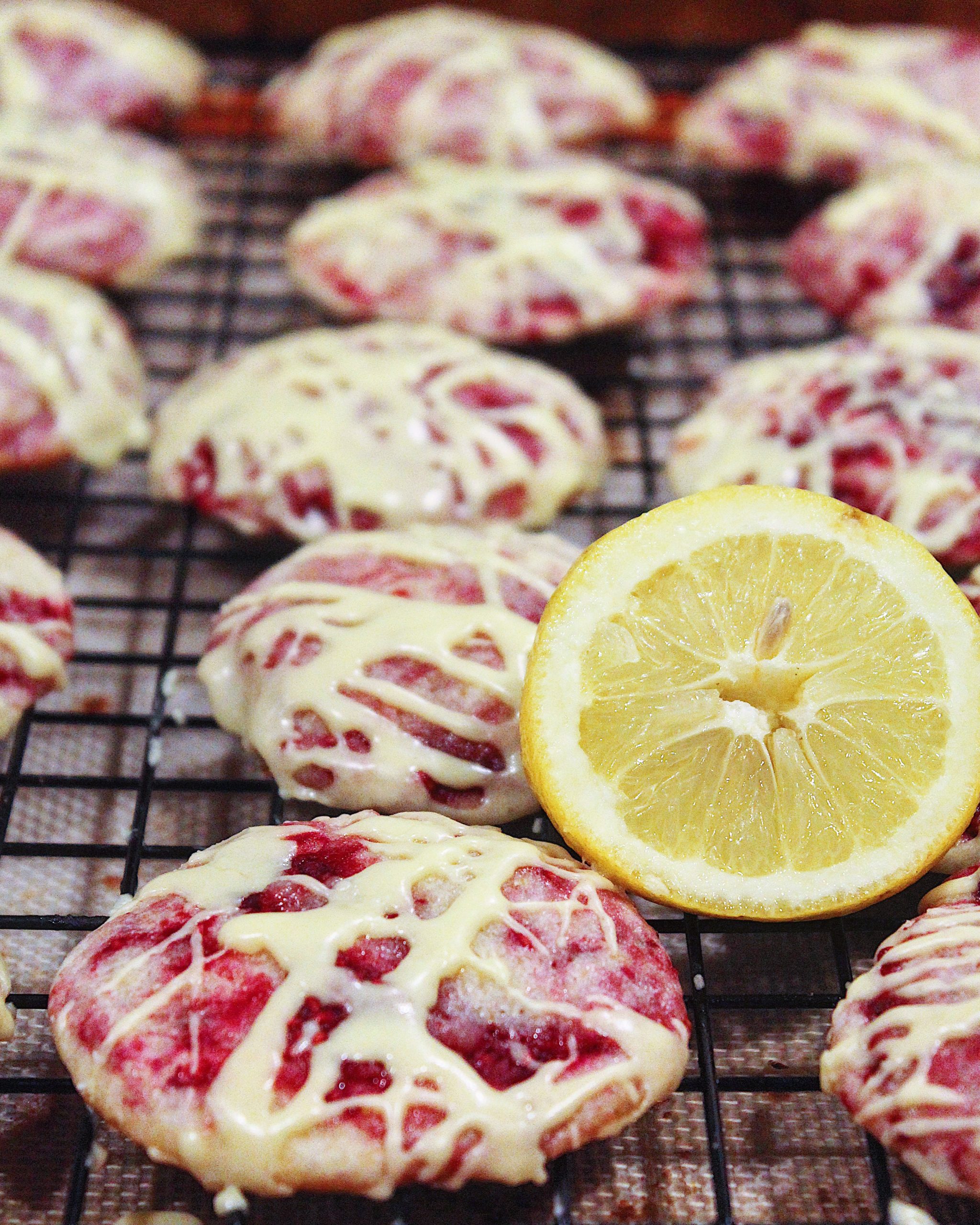 Glazed Lemon Raspberry Cookies ScheckEats