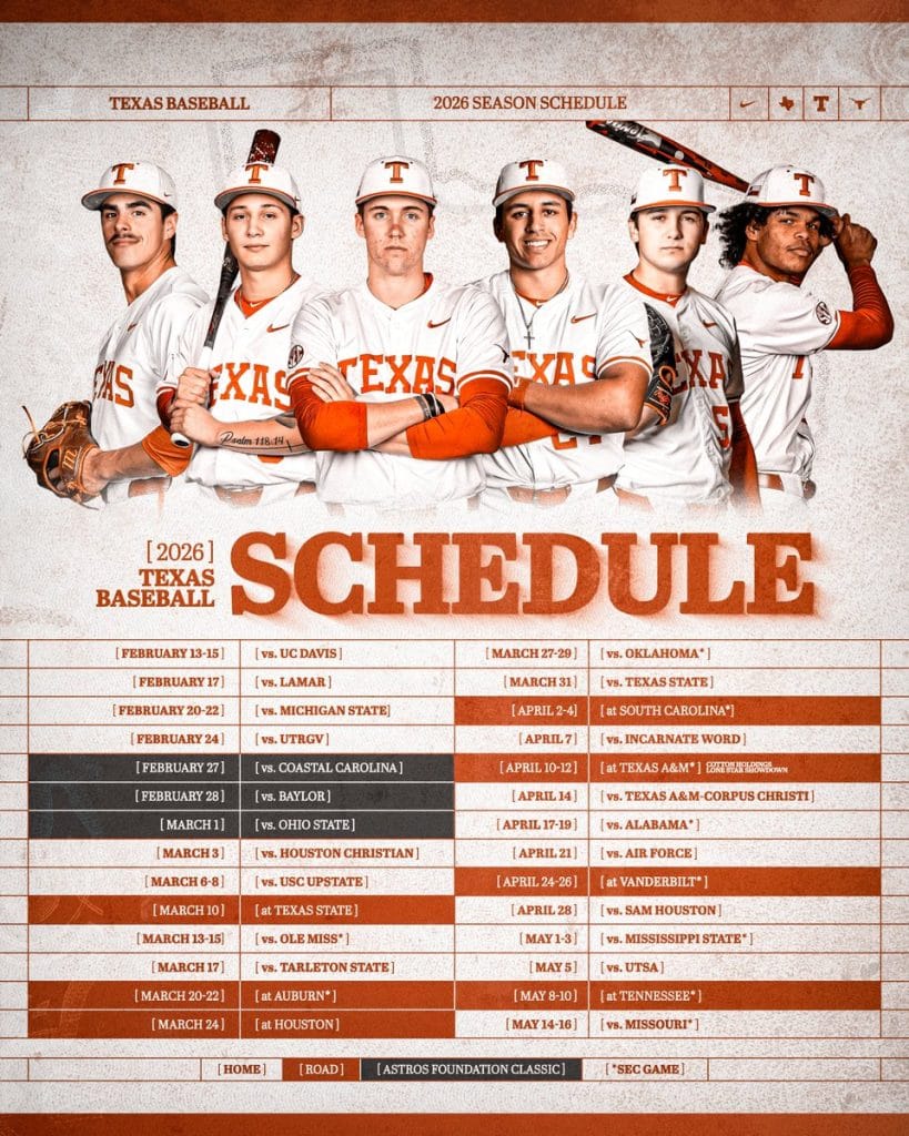 texas longhorns baseball schedule 2026