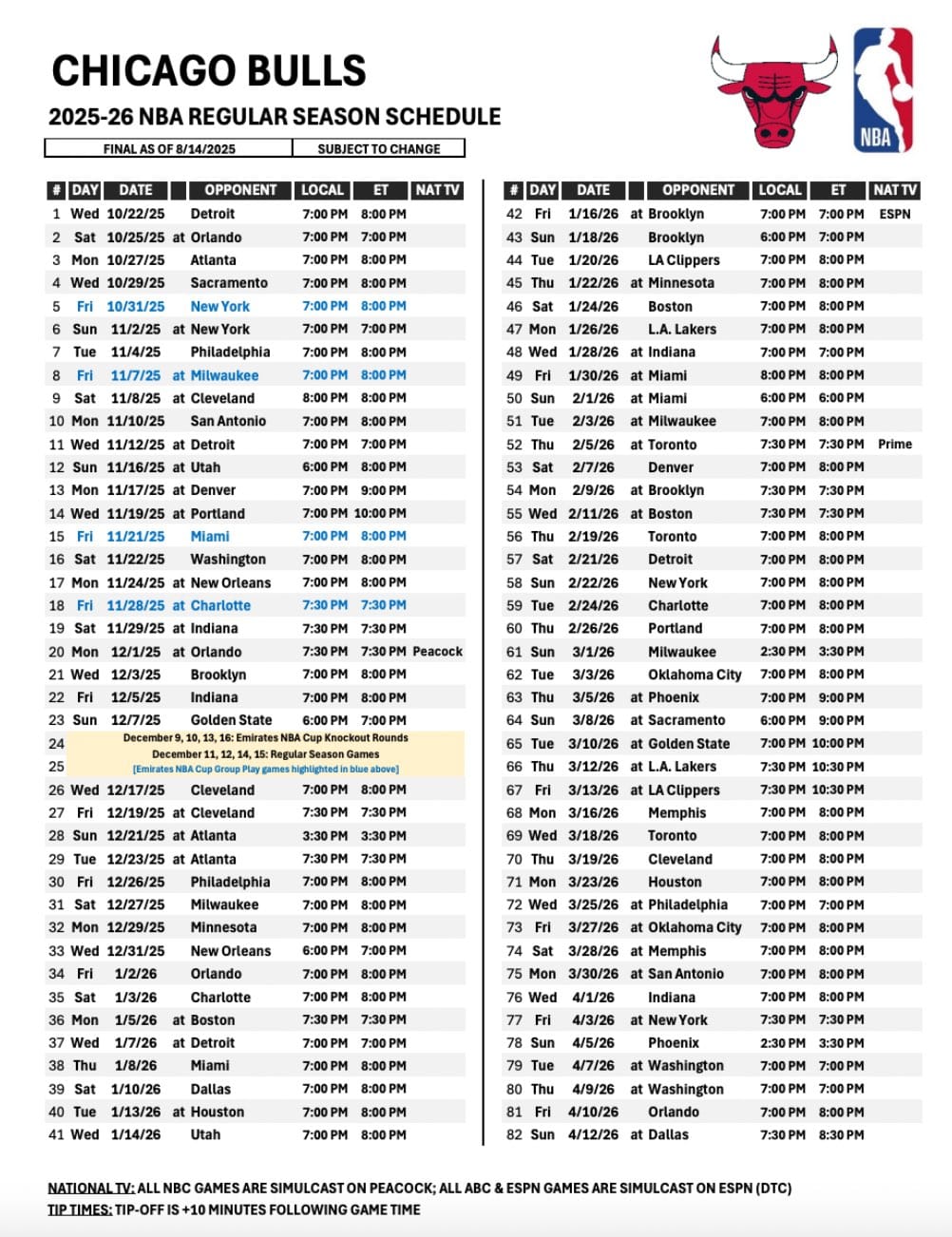 chicago bulls schedule 2026