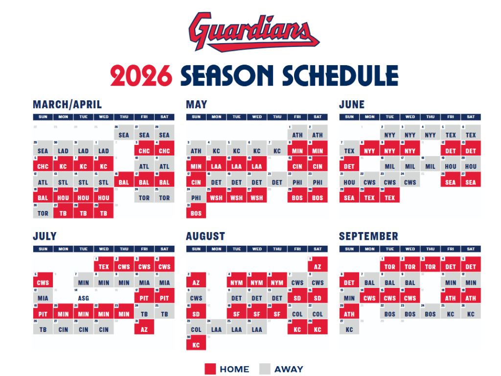 Guardians Schedule 2026 Printable