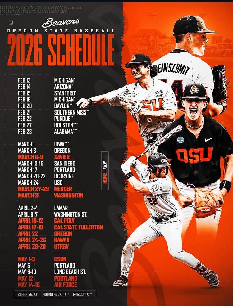 osu baseball schedule 2026