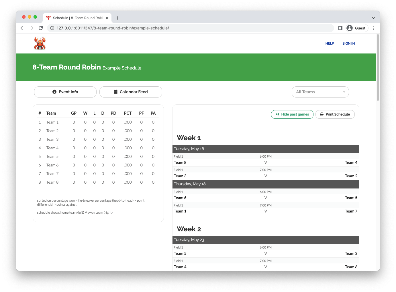 Round Robin Generator LeagueLobster