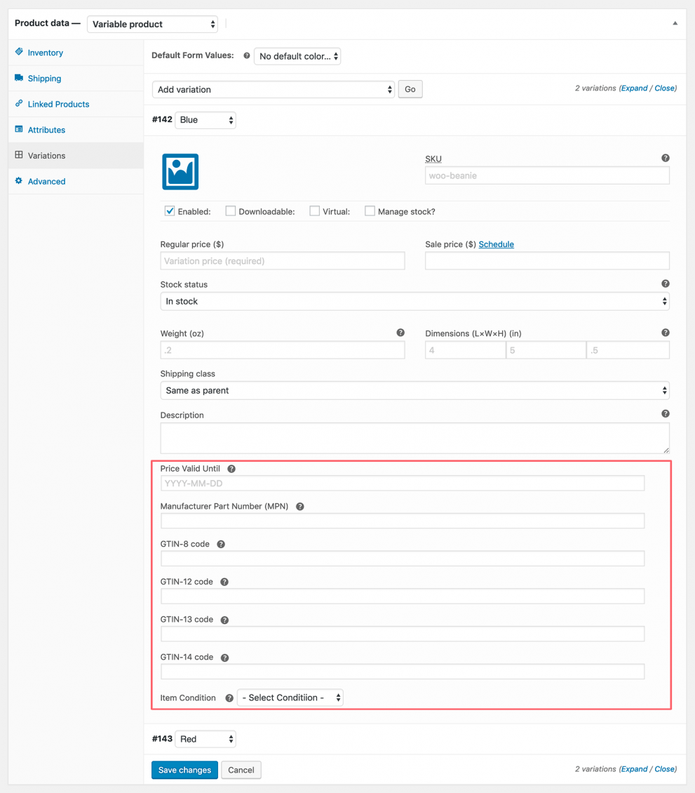 Schema for Valid Product Markup