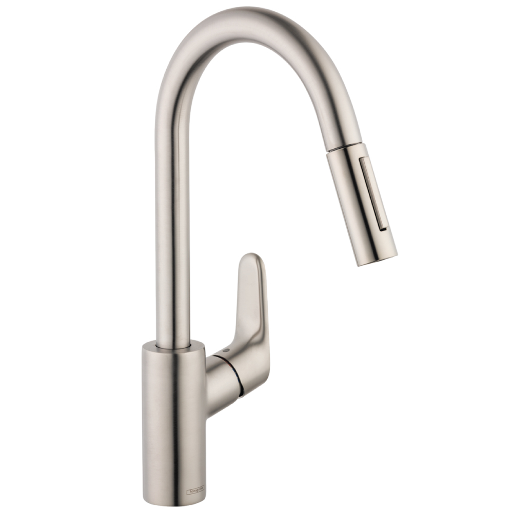 Hansgrohe Focus 2Spray PullDown HighArc Kitchen Faucet Steel Optic