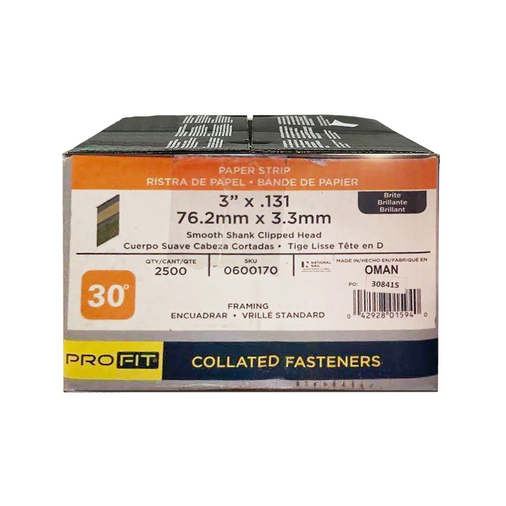 Pro Fit 3" x .131" Smooth Shank 30 Degree Paper Tape Framing Nails