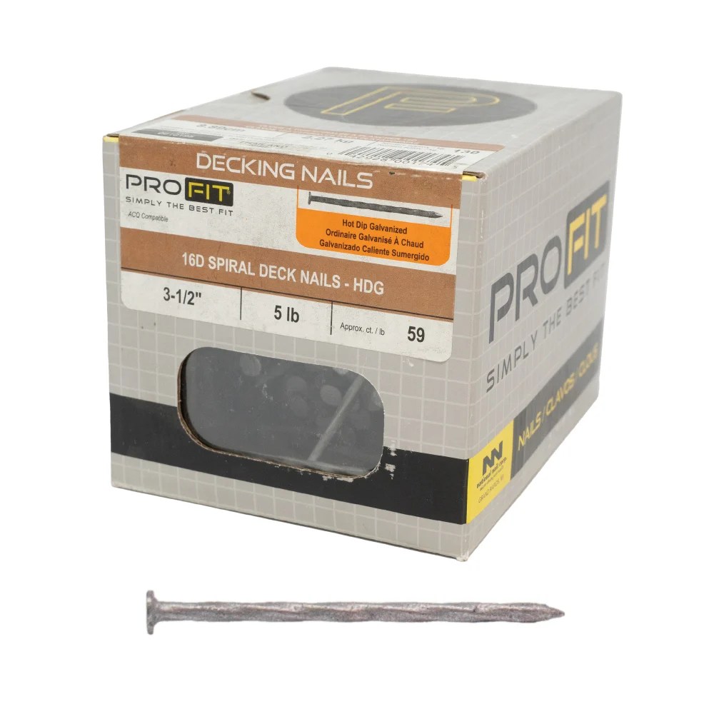 16 Galvanized Spiral Decking Nail 3 1/2" 5 lb Box Schillings