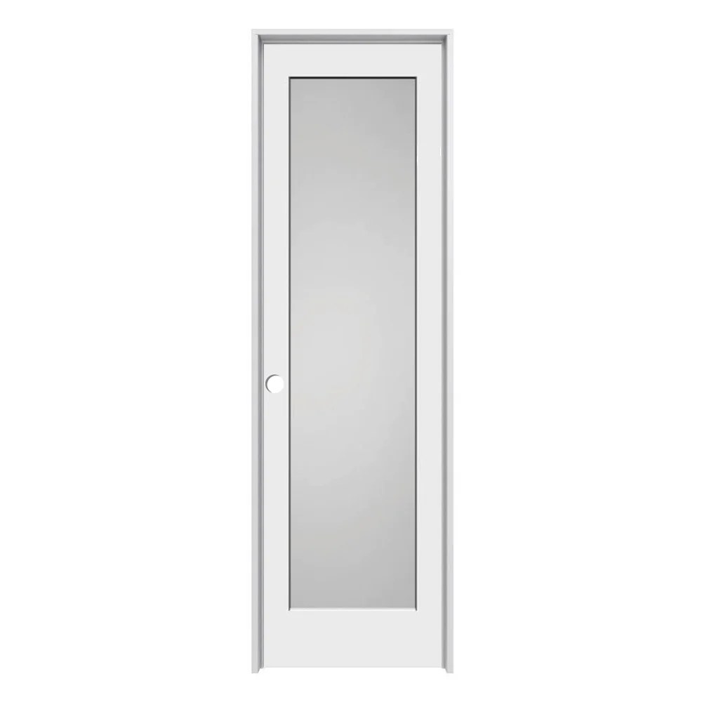 Solid Core Full Lite Laminated Glass Prehung Door (RH) 28" x 80