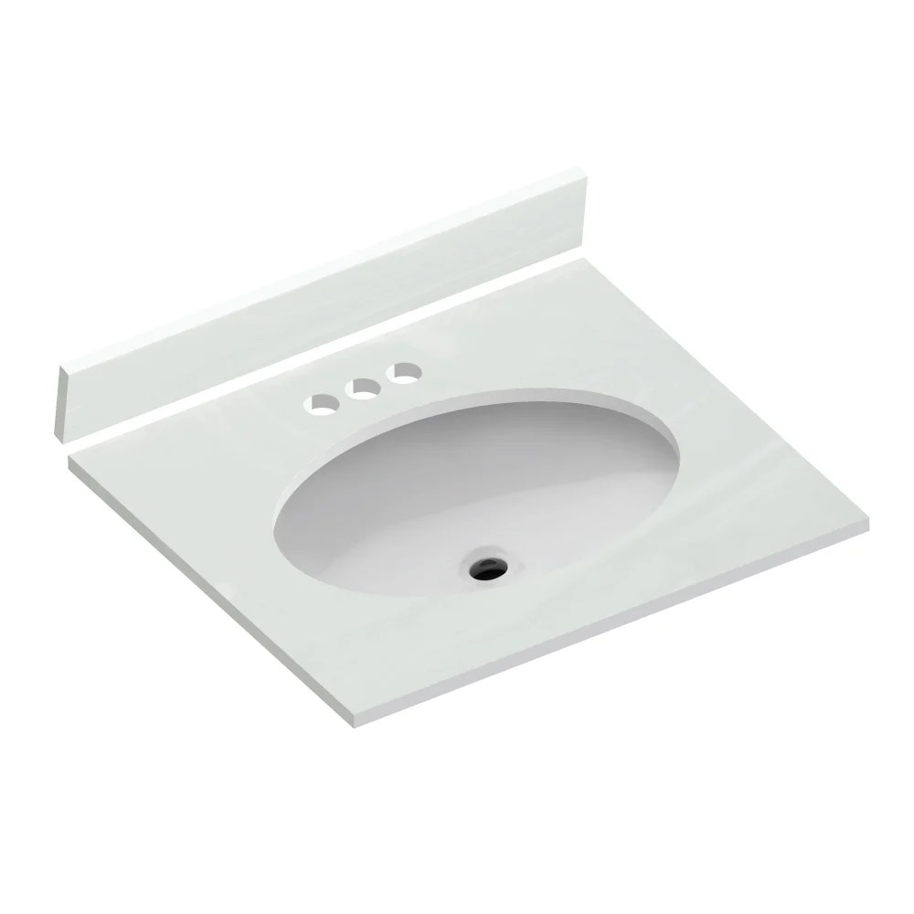 25 X 22 Vanity Top White on White Cultured Marble Vanity Top 25" x 22" Schillings