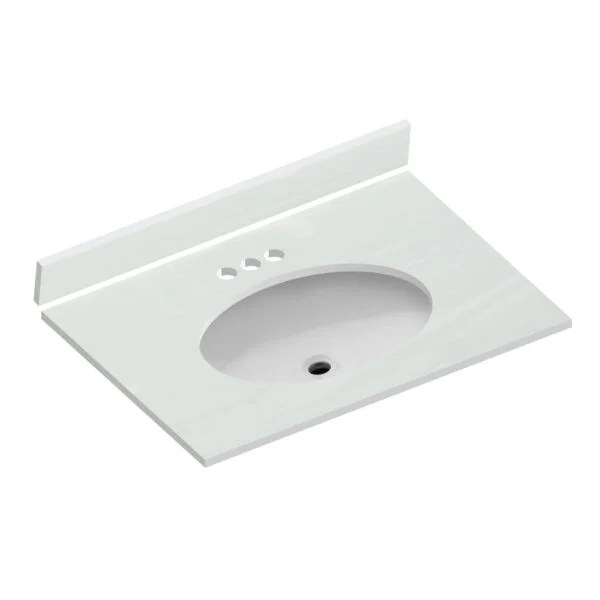 White on White Cultured Marble Vanity Top 31" x 22" Schillings