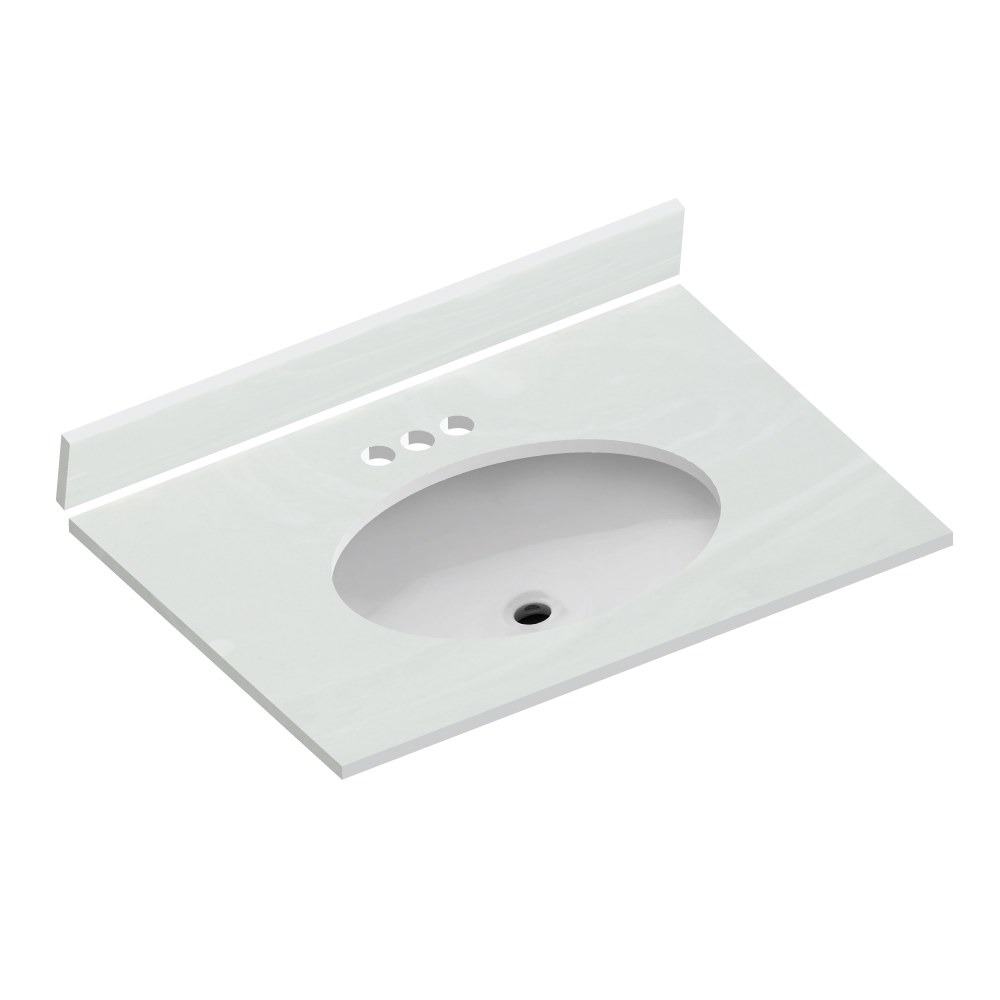White on White Cultured Marble Vanity Top 31" x 22" Schillings