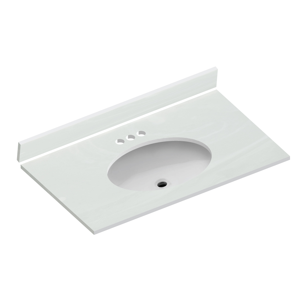 White on White Cultured Marble Vanity Top 37" x 22" Schillings