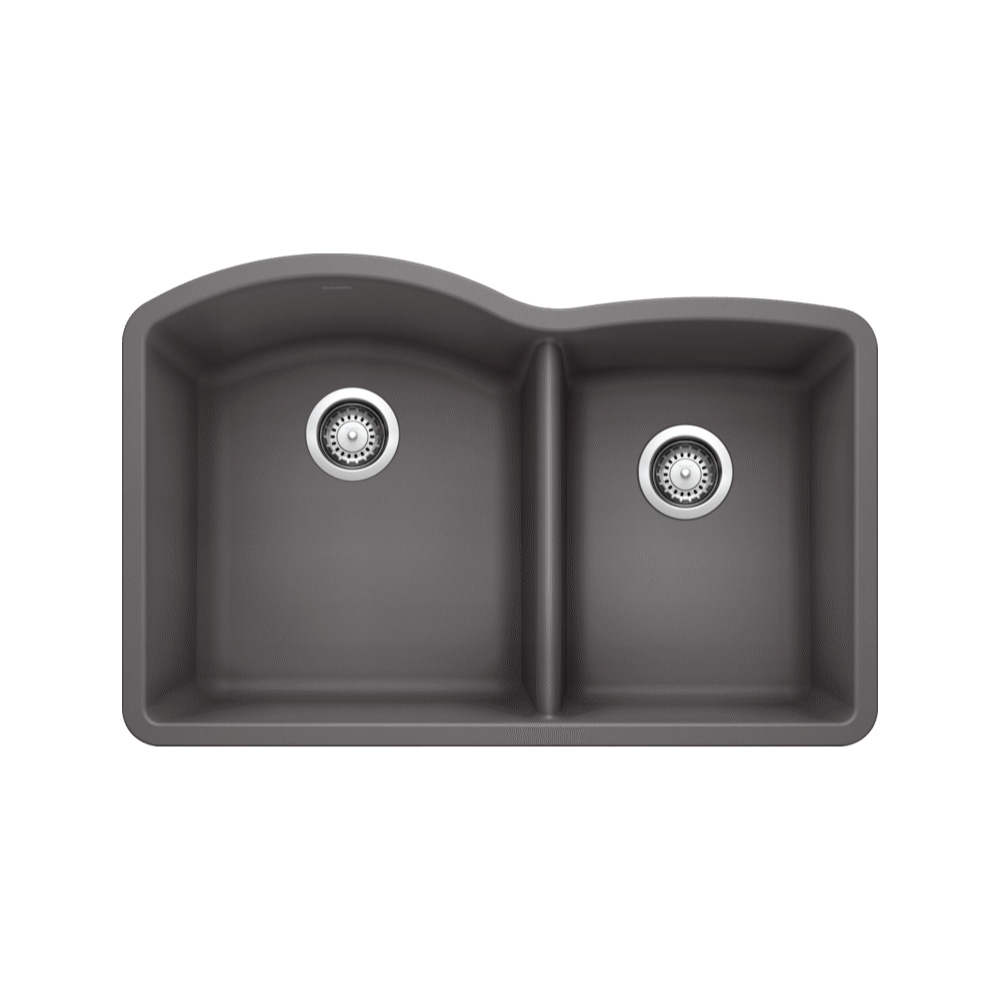 Diamond Offset Double Bowl Silgranit Sink Cinder Schillings