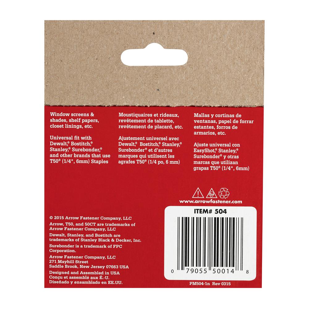 Arrow T50 1/4" Leg x 3/8" Crown Galvanized Steel Staples (1,250Pack