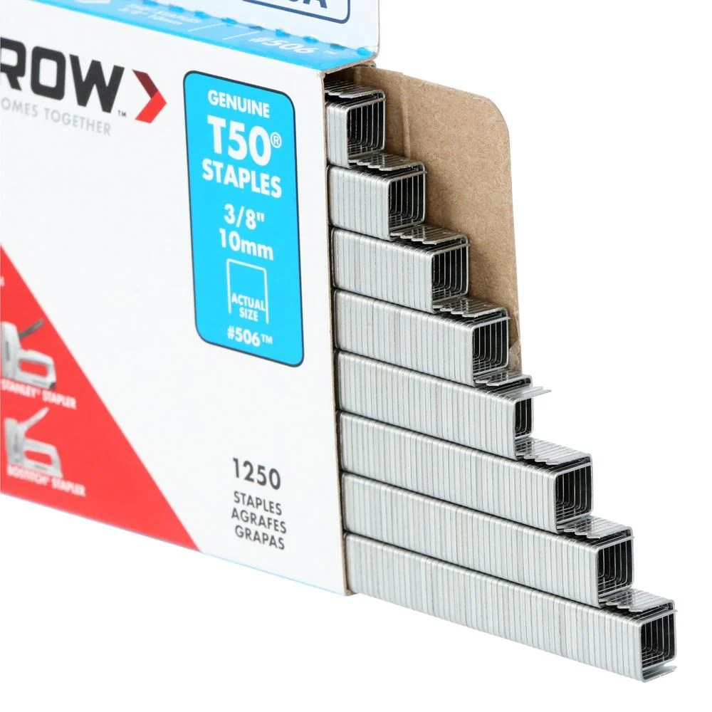 Arrow T50 Type 3/8" Leg x 3/8" Crown Galvanized Steel Staples (1,250