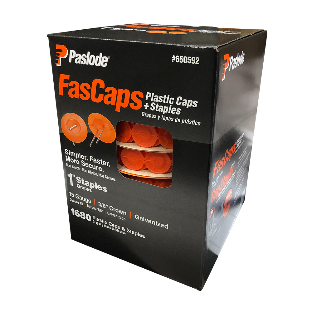 Paslode FasCaps Plastic Caps & 18 Ga Staples Schillings