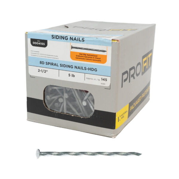 8 Galvanized Spiral Siding Nail 2 1/2" 5 lb Box Schillings