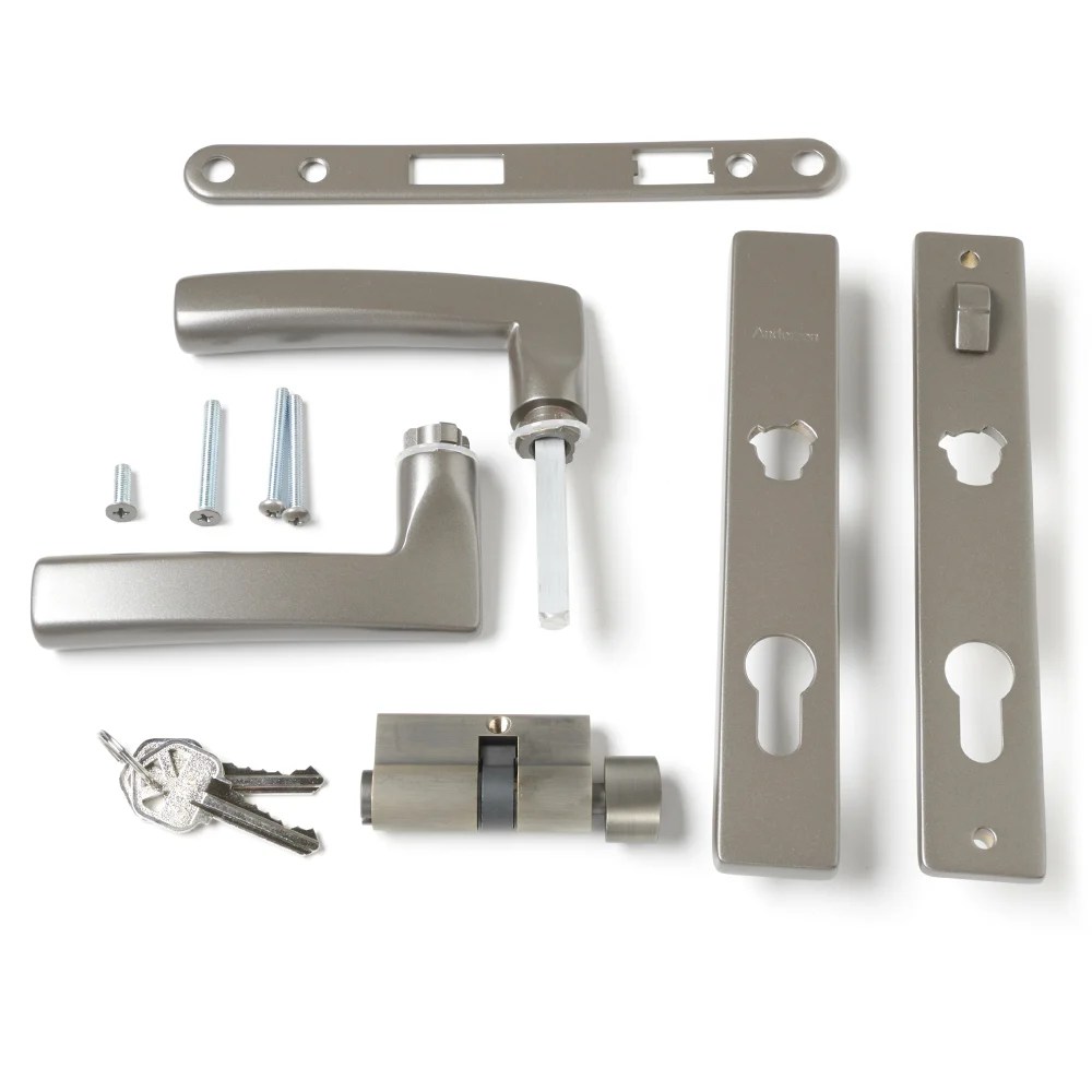 Andersen Modern Handle Set For 1 1/2" Thick Aluminum Storm Doors Metallic Stone Schillings