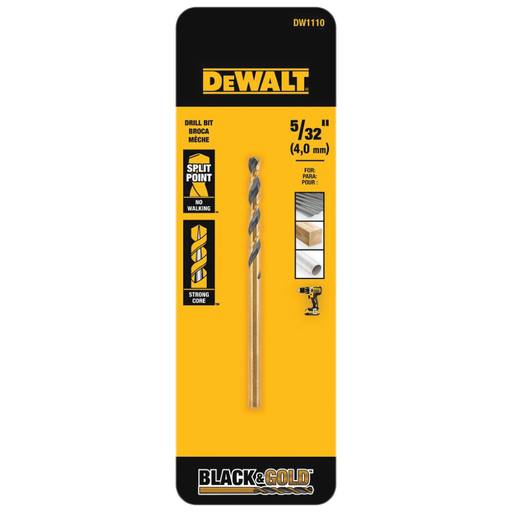 DeWALT 5/32" Black and Gold Metal Drill Bit Schillings