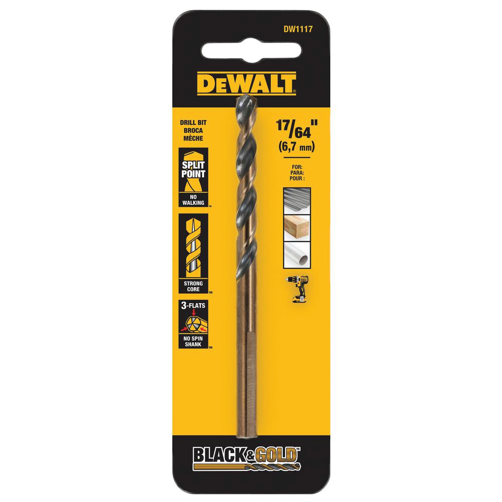 DeWALT 17/64" Black and Gold Metal Drill Bit Schillings