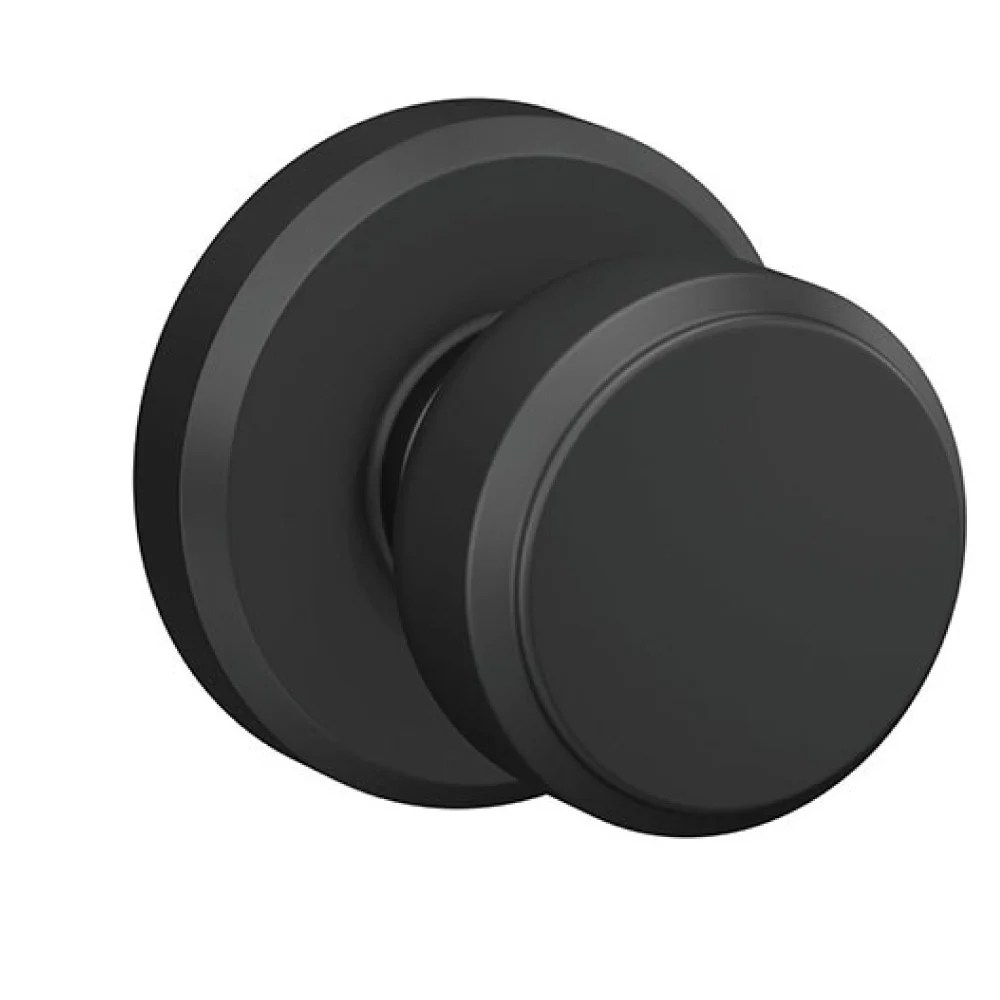 Schlage Bowery Passage Knob with Greyson Trim Matte Black