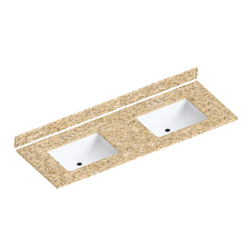 Wheat Granite Double Bowl Vanity Top 61" x 22" Schillings