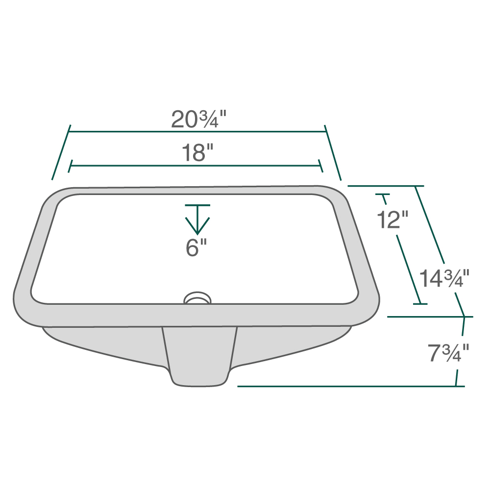 Revere Rectangle Lavatory Undermount Sink White Schillings